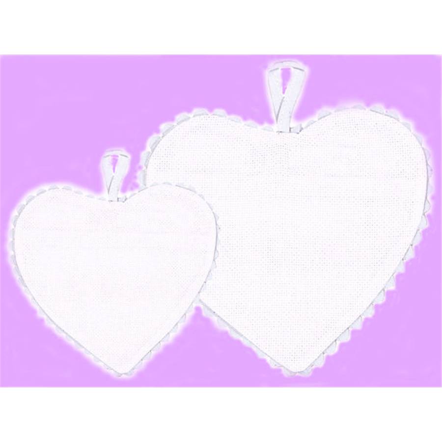 Cœur à broder en aïda de coton blanc bord blanc CGPM15 Le Bonheur des