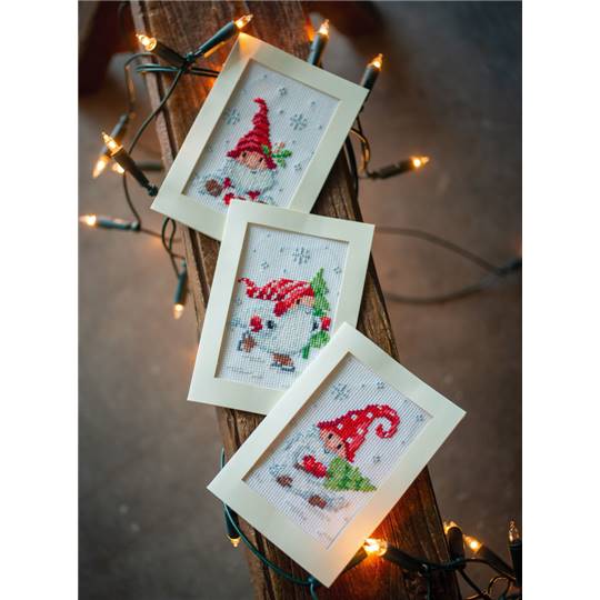 Gnomes de Noël - Cartes de voeux à broder - Vervaco