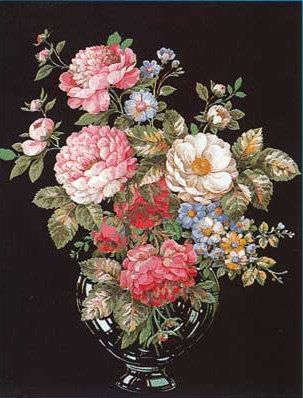 Vase de Fleurs - canevas pénélope - Margot