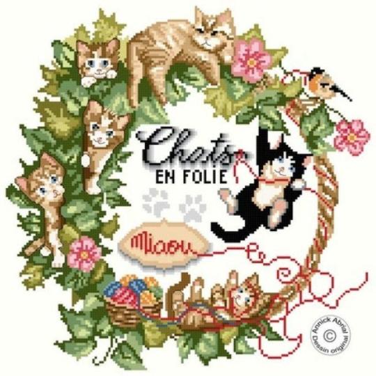 Chats en Folie - Fiche point de croix -  Annick Abrial