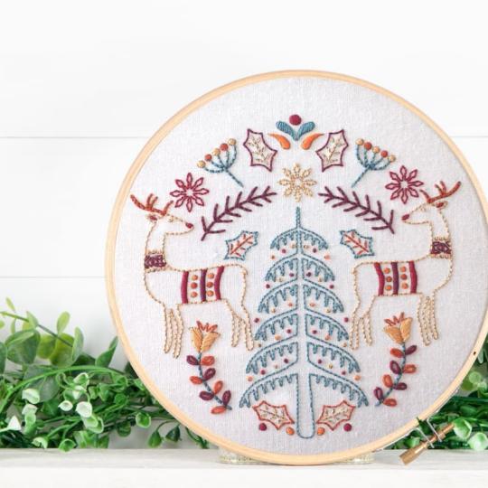 Sapin & Rennes de Noël - Kit broderie traditionnelle