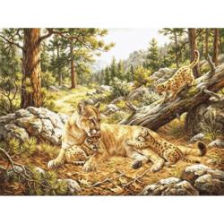 Amour maternel - Kit point de croix puma et ses petits - Luca-S