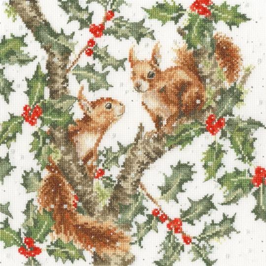 Sous les Branches de Houx - Kit Point de Croix Noël - Bothy Threads