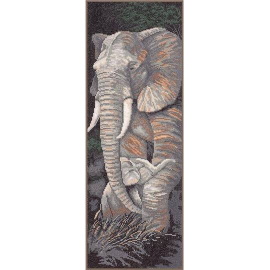 Éléphant avec Petit - Kit point de croix Aïda - Lanarte