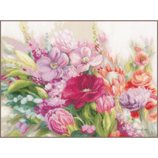 Des Fleurs éclatantes- Kit Point de croix - Lanarte