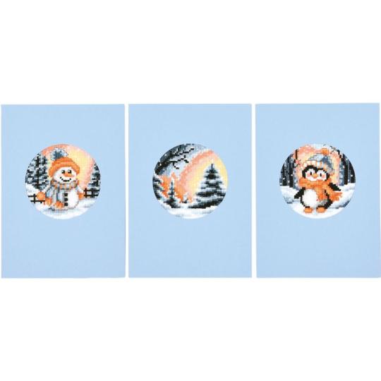 Hiver - Kit Cartes de Vœux Point de Croix - Vervaco
