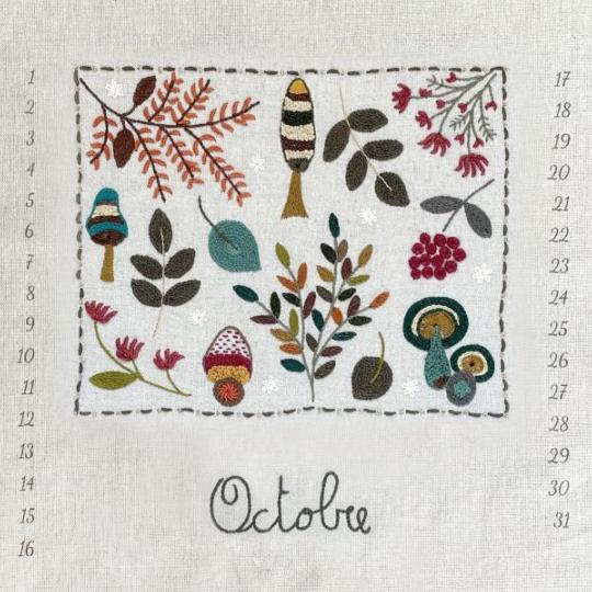 Calendrier Perpétuel - Octobre  - Kit Un chat dans l'aiguille