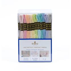 Pack de 12 échevettes fils moulinés à broder DMC - Pastels