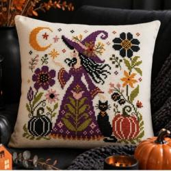 Sorcière des Prés – fiche point de croix Halloween – Jardin Privé