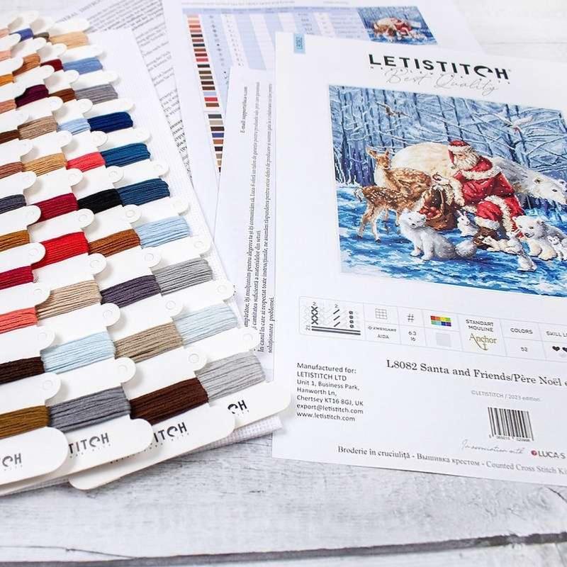 Kit De Broderie Point De Croix - Motif Chaussette De Noël Avec Rennes, Dimensions 38 X 25,5 Cm