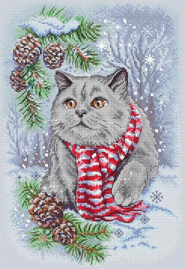 Chat d'Hiver  - Kit point de croix - LETISTITCH