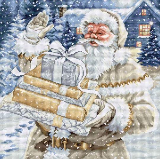 Père Noël et ses Cadeaux - Kit point de croix - Luca-S