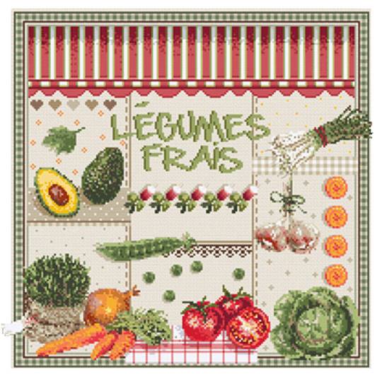 Légumes Frais - Fiche Point de Croix - Madame La Fée