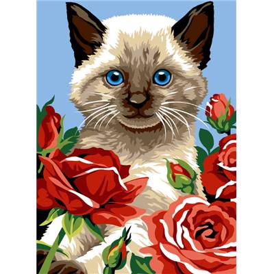 Parfum des Roses - Canevas Fleurs et Chat - Margot de Paris