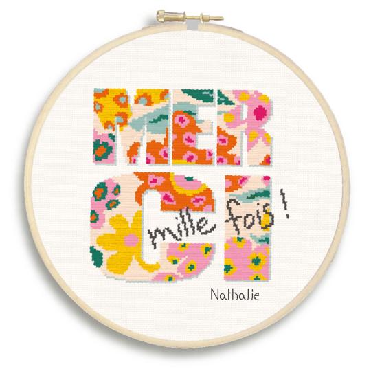 Merci mille fois - Fiche point de croix - Lilipoints