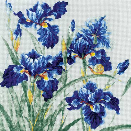 Iris Bleus - Kit point de croix - Riolis