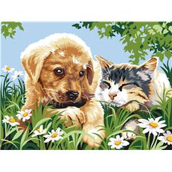 Calin d'été - Canevas Chien et Chat - SEG de Paris