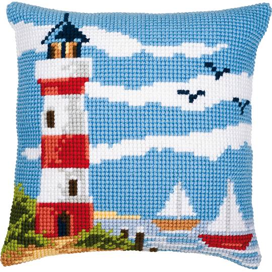 La Plage au Phare - kit Coussin gros trous - Vervaco