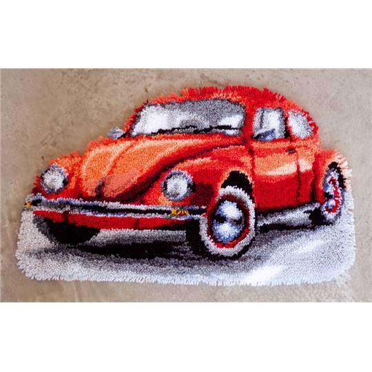 Volkswagen Beetle rouge - Kit Tapis Point Noué - Vervaco