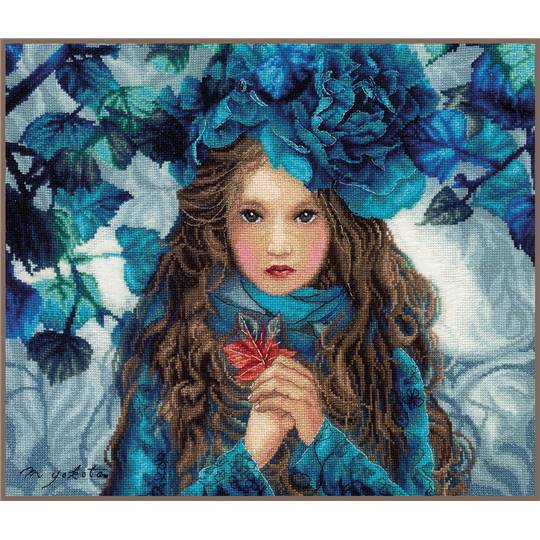 Blue Flowers Girl - Kit point de croix - Lanarte