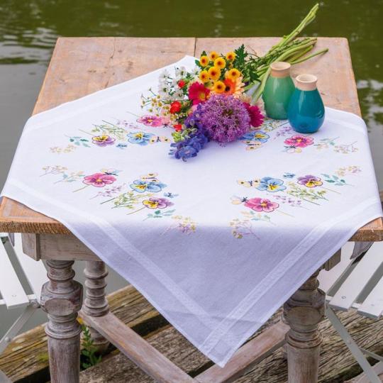 Kit Nappe à broder Violettes - Vervaco