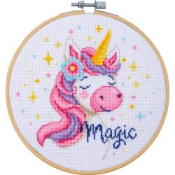 Licorne- Kit point de croix avec Cercle  - Vervaco