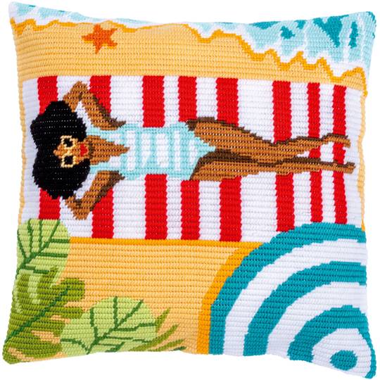 Plage - kit Coussin gobelin oblique - Vervaco