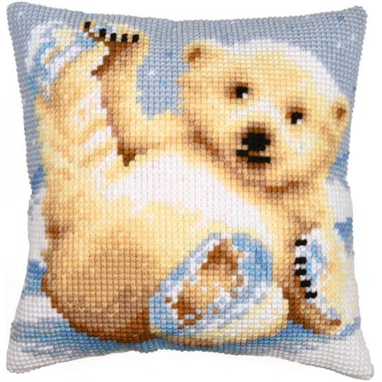 Kit coussin au point de croix Petit ours polaire – Vervaco