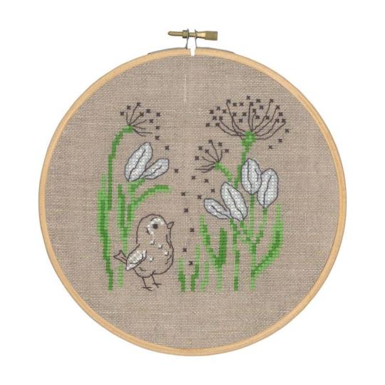 Bird by Flower – Kit point de croix Permin of Copenhagen
