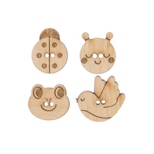 Boutons en bois Tête d'Animaux x 4 - Rico Designs