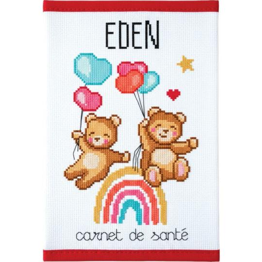 Protège carnet de santé à broder – Mon Petit Monde Arc-en-Ciel - Princesse