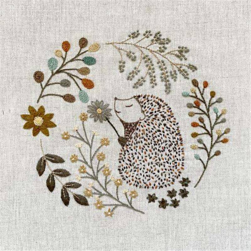 Kit De Broderie Au Point De Croix 'Hérisson Dans La Forêt' - Chemin De Table 40 X 100 Cm - Fil Coton, Toile Imprimée - Kit Complet - 13