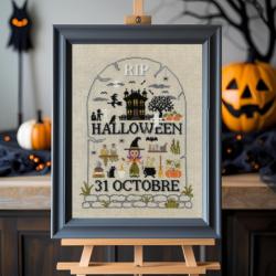 RIP Halloween - Fiche point de croix - Jardin Privé