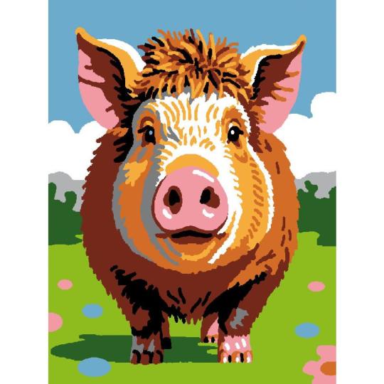 Cochon - Kit Canevas pour enfant - Luc Créations