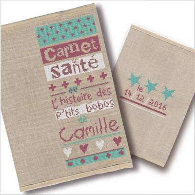 Protège carnet de santé à broder "P'tits Bobos" (semi-kit) - Lilipoints