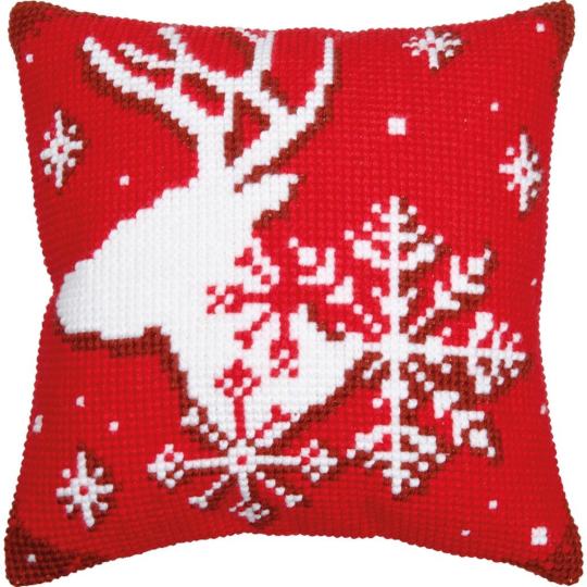 Cerf de Noël – Kit Coussin Point de Croix – Vervaco