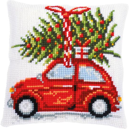 Voiture de Noël - kit Coussin gros trous - Vervaco