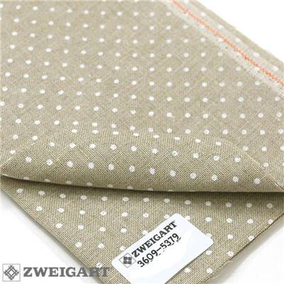 Toile de Lin 12 fils - Naturel Petits Pois - 50 x 35 cm 