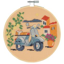 Vespa Bleue – Kit Point de Croix DMC