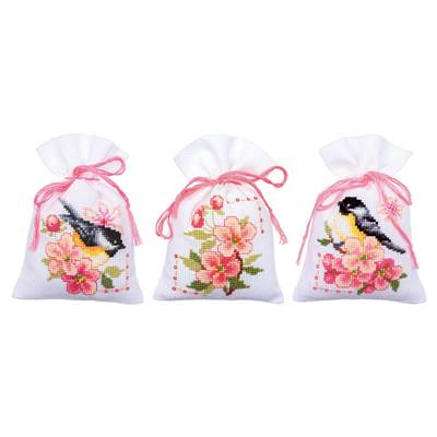 Kit Sachet senteur à broder Mésanges et Fleurs - Vervaco