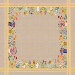 Fleurs de pots - Nappe à broder 140 cm x 140 cm - Le Bonheur des Dames