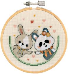Panda et Lapin Amoureux - Kit point de croix pour Débutant - Vervaco