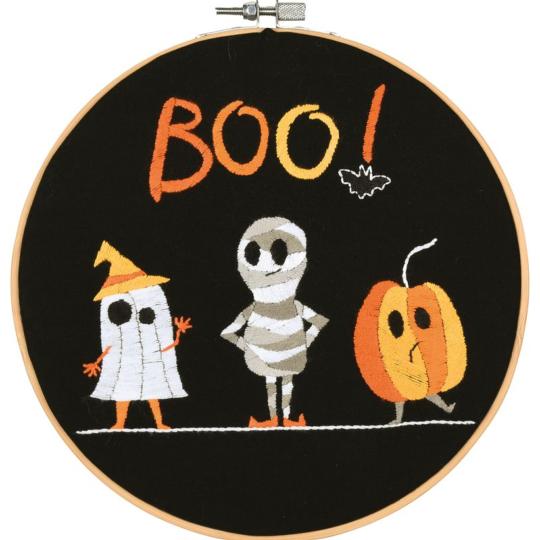 Kit à broder BOO! avec cercle Halloween 20 cm - Vervaco