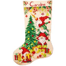 Fête des gnomes de Noël - Kit chaussette de Noël à broder - Vervaco