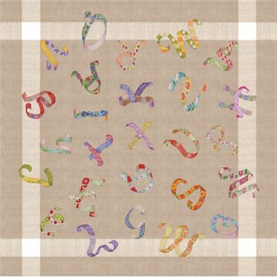 ABC Rubans Fleuris - Nappe à broder 150 cm x 150 cm - Le Bonheur des Dames