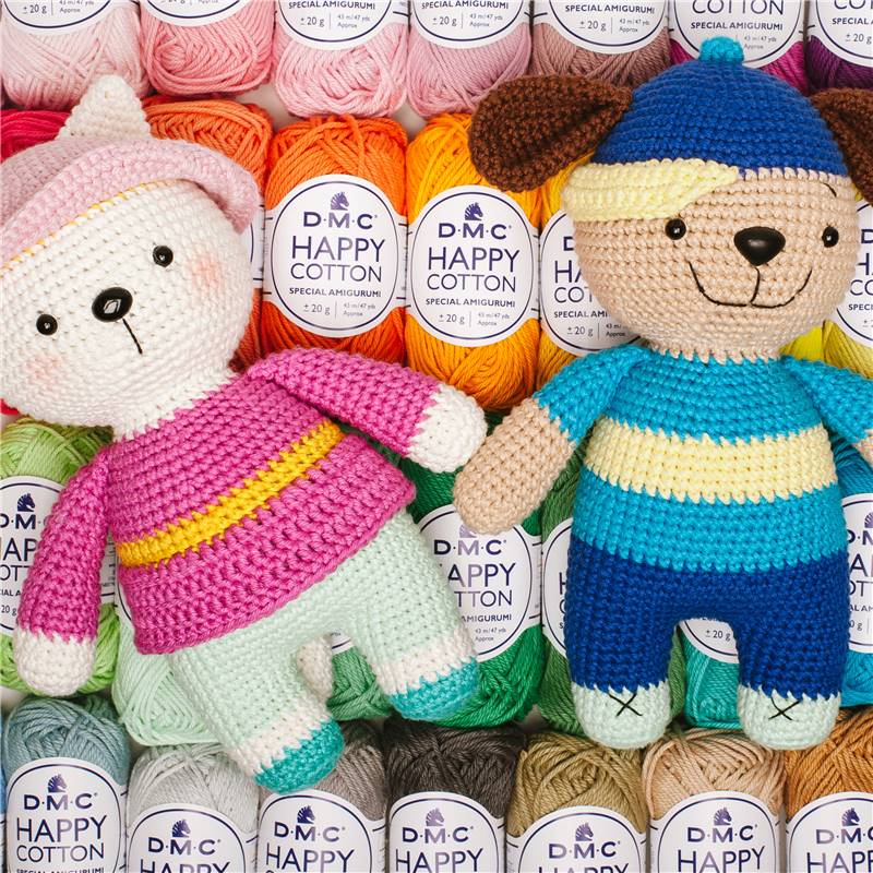 Fil Amigurumi HAPPY COTTON - Lot 30 Pelotes 20g - 100% Coton - Pour Crochet Créations - Certifié Oeko-Tex