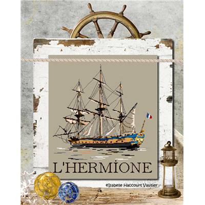 L'Hermione- Fiche point de croix - Isabelle Vautier