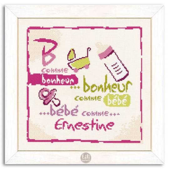 B comme Bonheur - Fiche point de croix B001 - Lilipoints