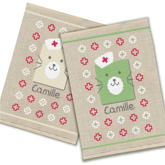 Protège carnet de santé à broder "Nounours" (semi-kit) - Lilipoints