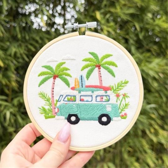 California Dream – kit broderie traditionnelle avec Cercle 15 cm